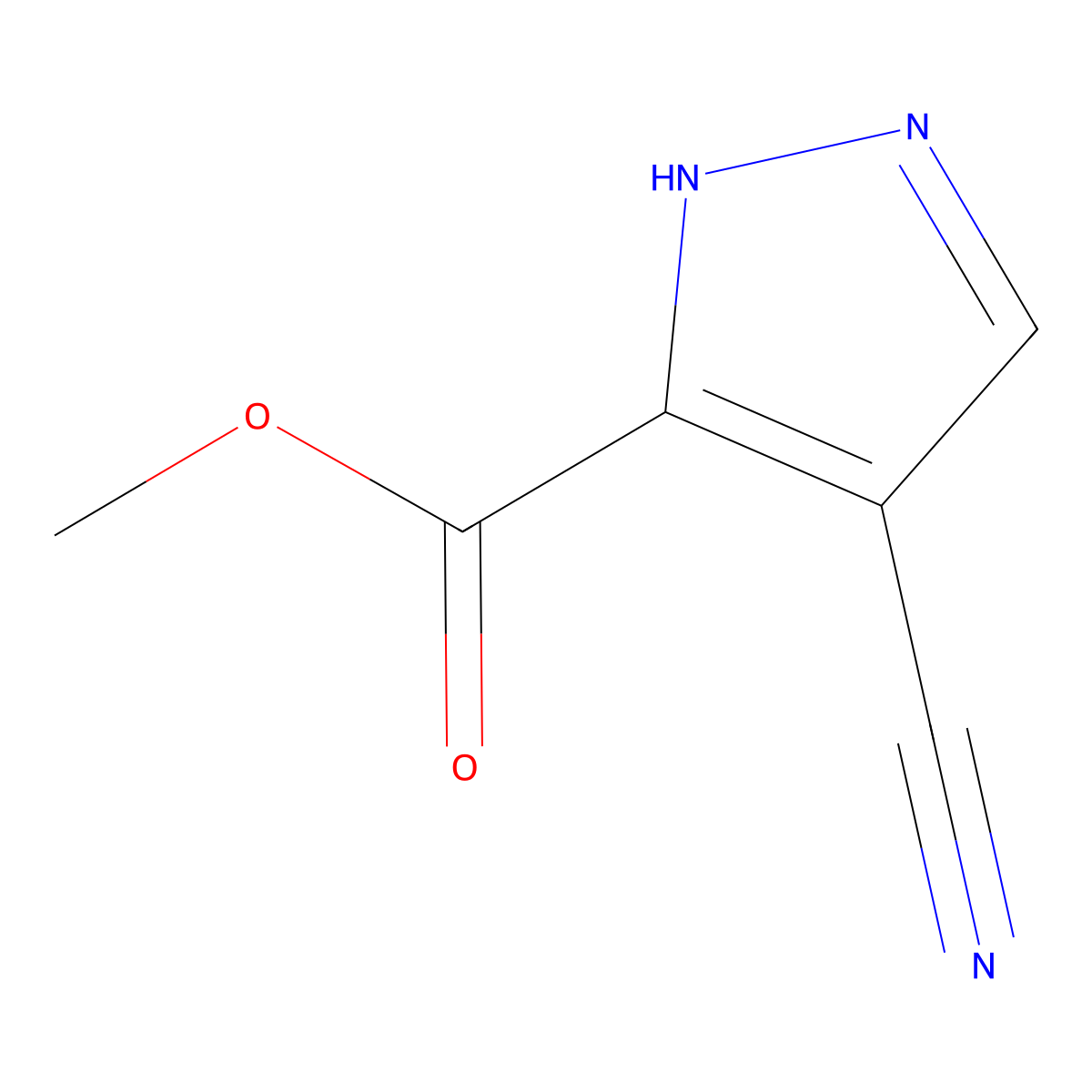 Methyl 4-cyano-1H-pyrazole-5-carboxylate molecular structure, CAS 105020-45-9