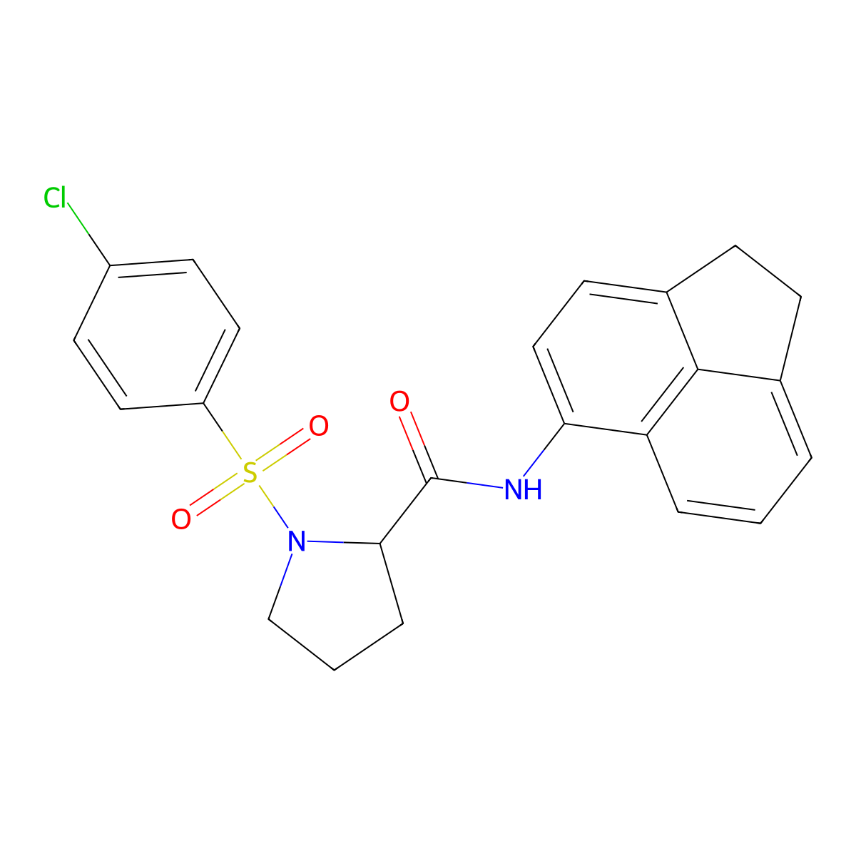 1-((4-chlorophenyl)sulfonyl)-N-(1,2-dihydroacenaphthylen-5-yl)pyrrolidine-2-carboxamide molecular structure, CAS 1050201-61-0