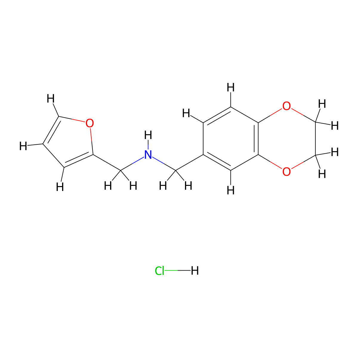 1-(2,3-Dihydrobenzo[b][1,4]dioxin-6-yl)-N-(furan-2-ylmethyl)methanamine hydrochloride molecular structure, CAS 1050207-61-8