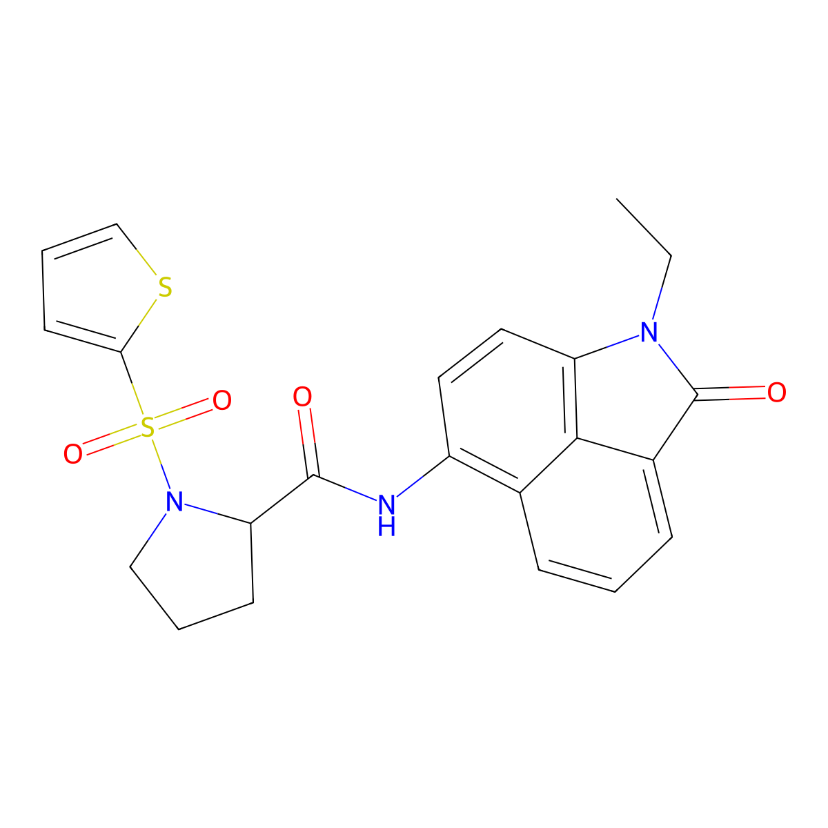N-(1-ethyl-2-oxo-1,2-dihydrobenzo[cd]indol-6-yl)-1-(thiophen-2-ylsulfonyl)pyrrolidine-2-carboxamide molecular structure, CAS 1050207-93-6