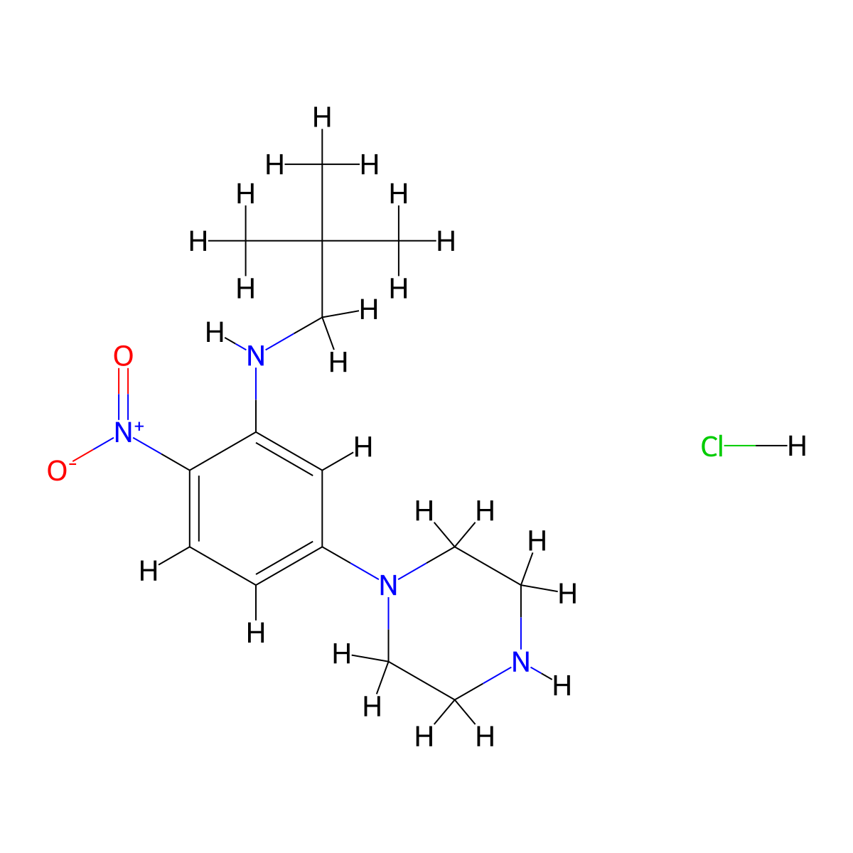 N-(2,2-dimethylpropyl)-2-nitro-5-piperazin-1-ylaniline hydrochloride molecular structure, CAS 1050208-15-5
