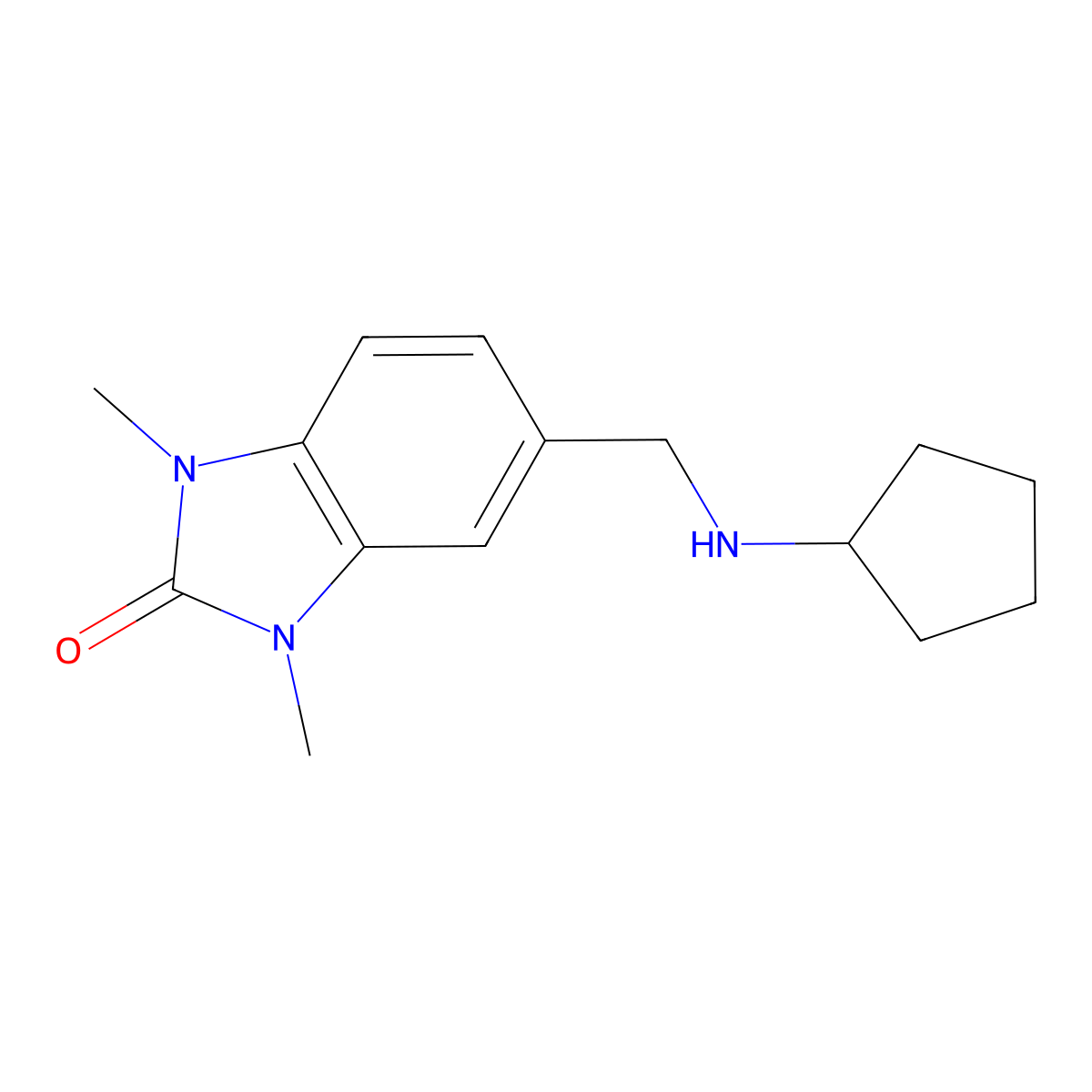 5-[(cyclopentylamino)methyl]-1,3-dimethyl-1,3-dihydro-2H-benzimidazol-2-one molecular structure, CAS 1050208-47-3