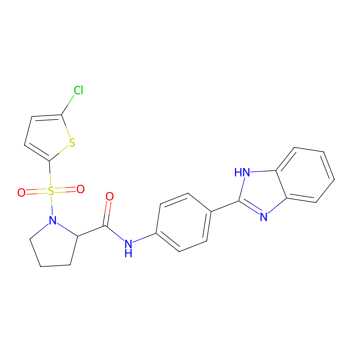 N-(4-(1H-benzo[d]imidazol-2-yl)phenyl)-1-((5-chlorothiophen-2-yl)sulfonyl)pyrrolidine-2-carboxamide molecular structure, CAS 1050210-78-0