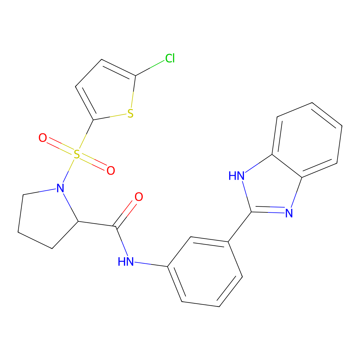 N-(3-(1H-benzo[d]imidazol-2-yl)phenyl)-1-((5-chlorothiophen-2-yl)sulfonyl)pyrrolidine-2-carboxamide molecular structure, CAS 1050210-87-1