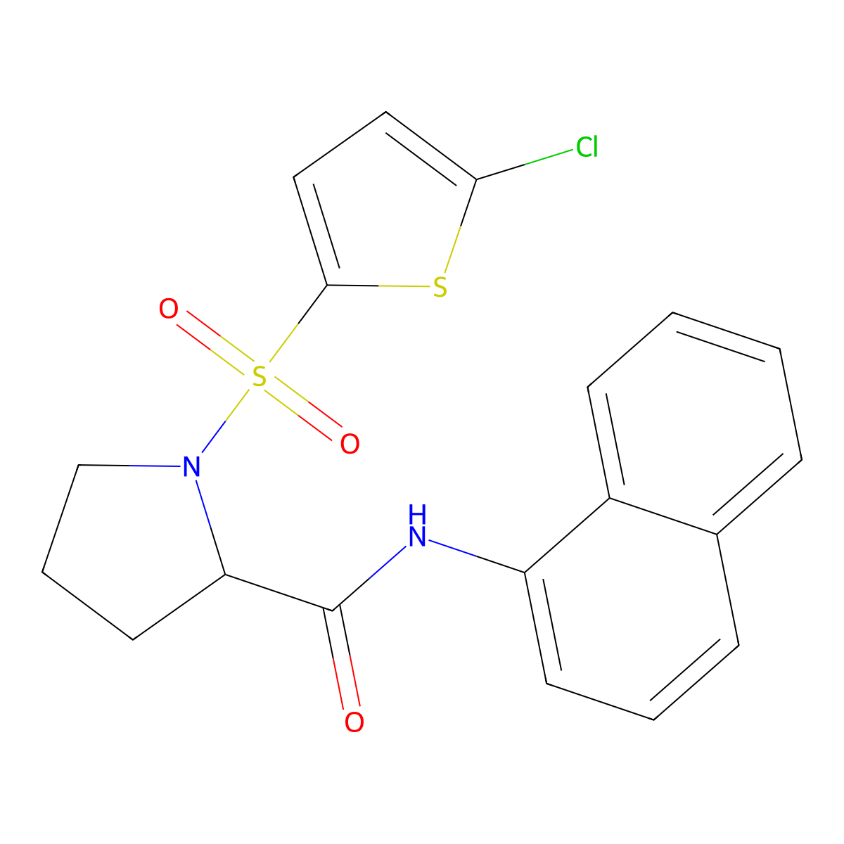 1-((5-chlorothiophen-2-yl)sulfonyl)-N-(naphthalen-1-yl)pyrrolidine-2-carboxamide molecular structure, CAS 1050211-03-4