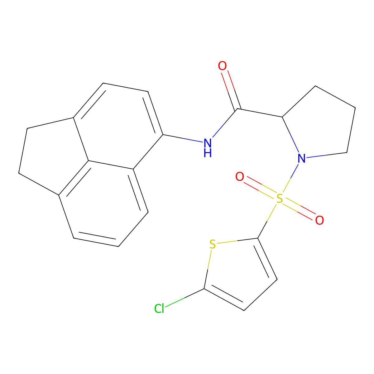 1-((5-chlorothiophen-2-yl)sulfonyl)-N-(1,2-dihydroacenaphthylen-5-yl)pyrrolidine-2-carboxamide molecular structure, CAS 1050211-08-9