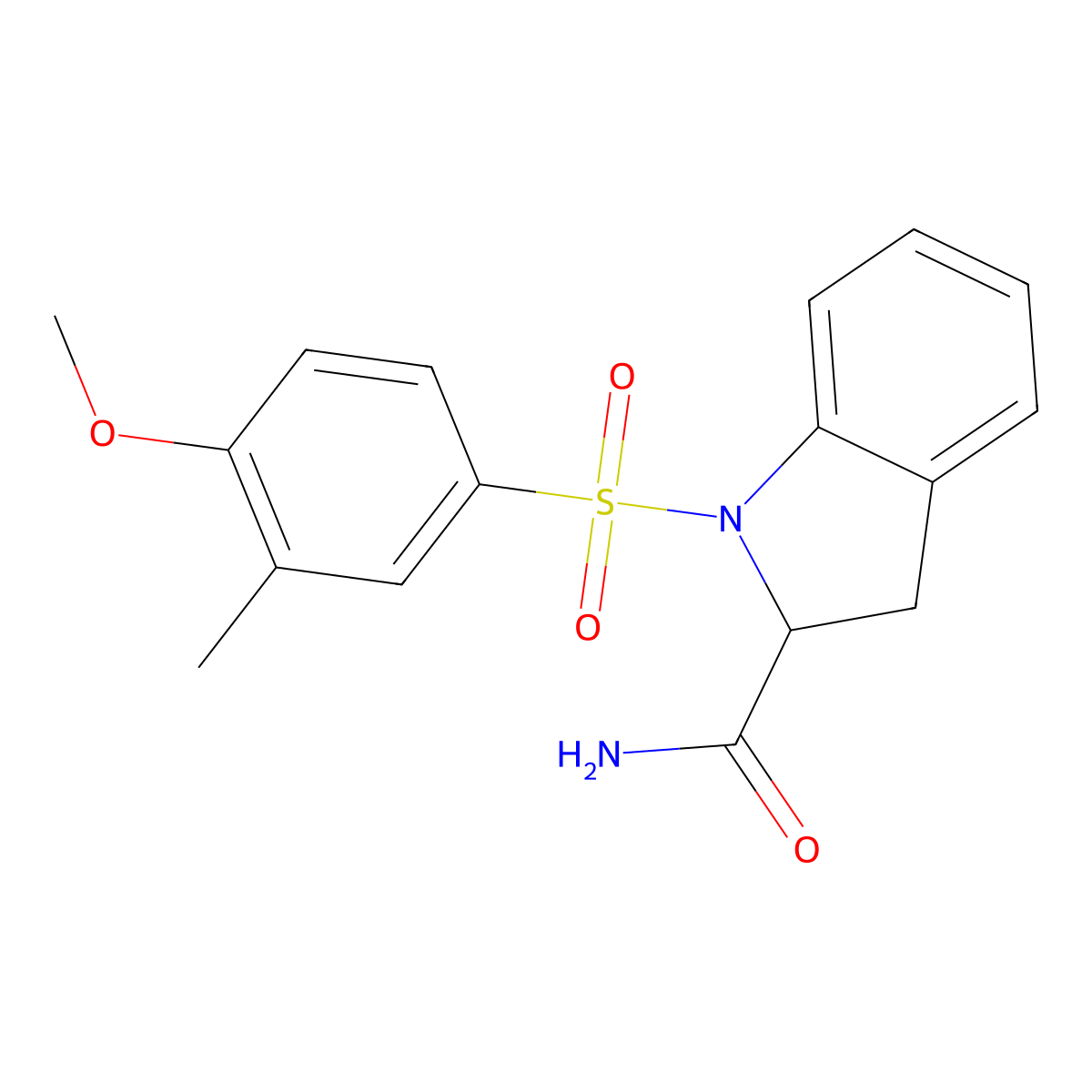 1-((4-Methoxy-3-methylphenyl)sulfonyl)indoline-2-carboxamide molecular structure, CAS 1050212-39-9