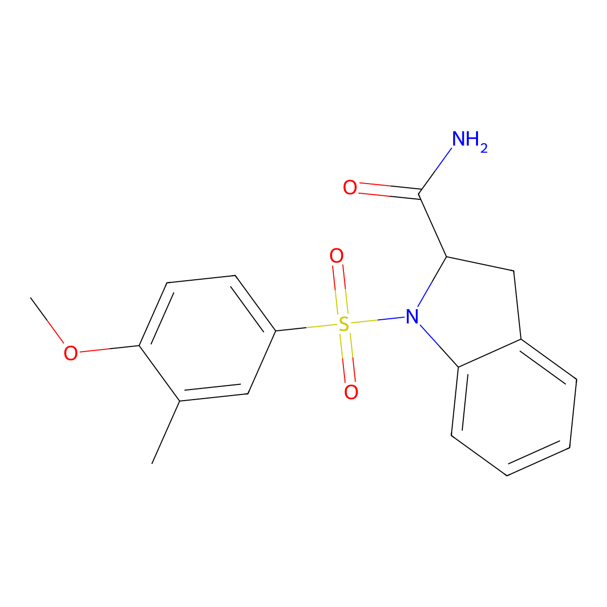 1-((4-Methoxy-3-methylphenyl)sulfonyl)indoline-2-carboxamide molecular structure, CAS 1050212-39-9