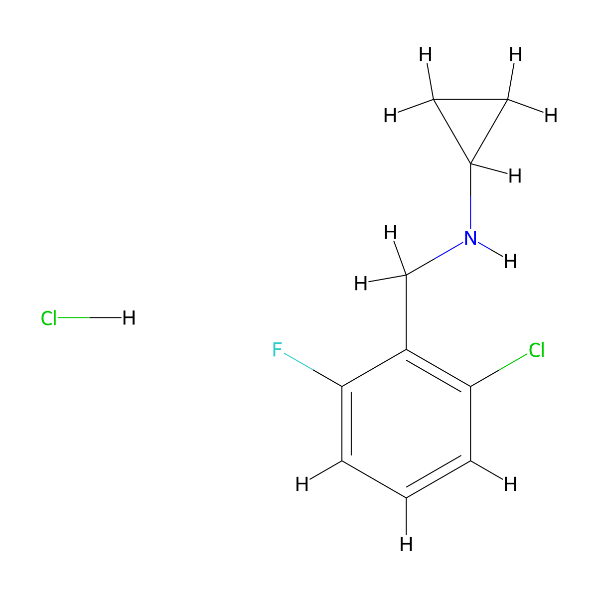 N-(2-Chloro-6-fluorobenzyl)cyclopropanamine hydrochloride molecular structure, CAS 1050213-37-0