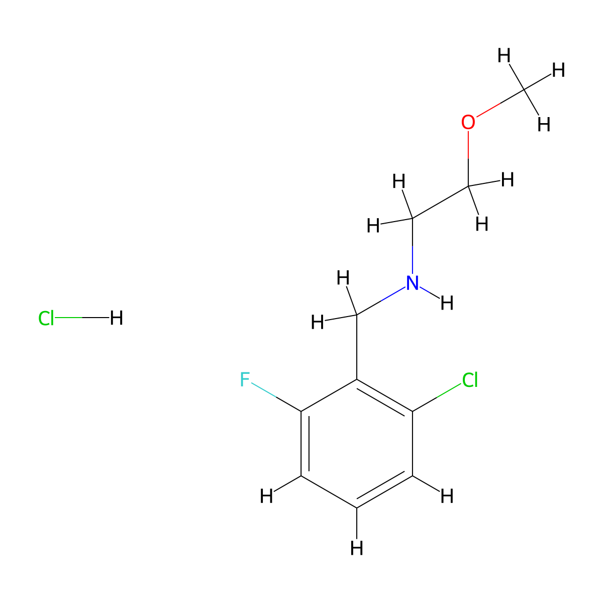 N-[(2-chloro-6-fluorophenyl)methyl]-2-methoxyethanamine;hydrochloride molecular structure, CAS 1050213-38-1
