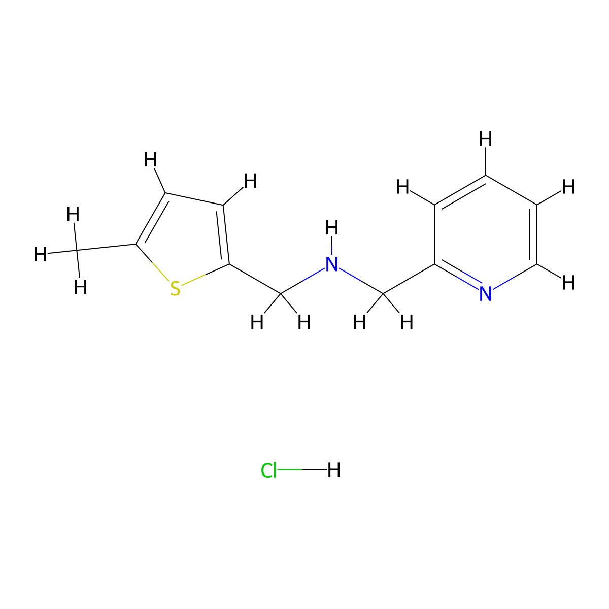 [(5-Methyl-2-thienyl)methyl](2-pyridinylmethyl)amine hydrochloride molecular structure, CAS 1050213-87-0