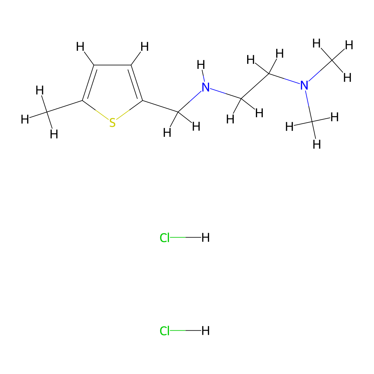 N,N-Dimethyl-N'-[(5-methyl-2-thienyl)methyl]-1,2-ethanediamine dihydrochloride molecular structure, CAS 1050213-96-1