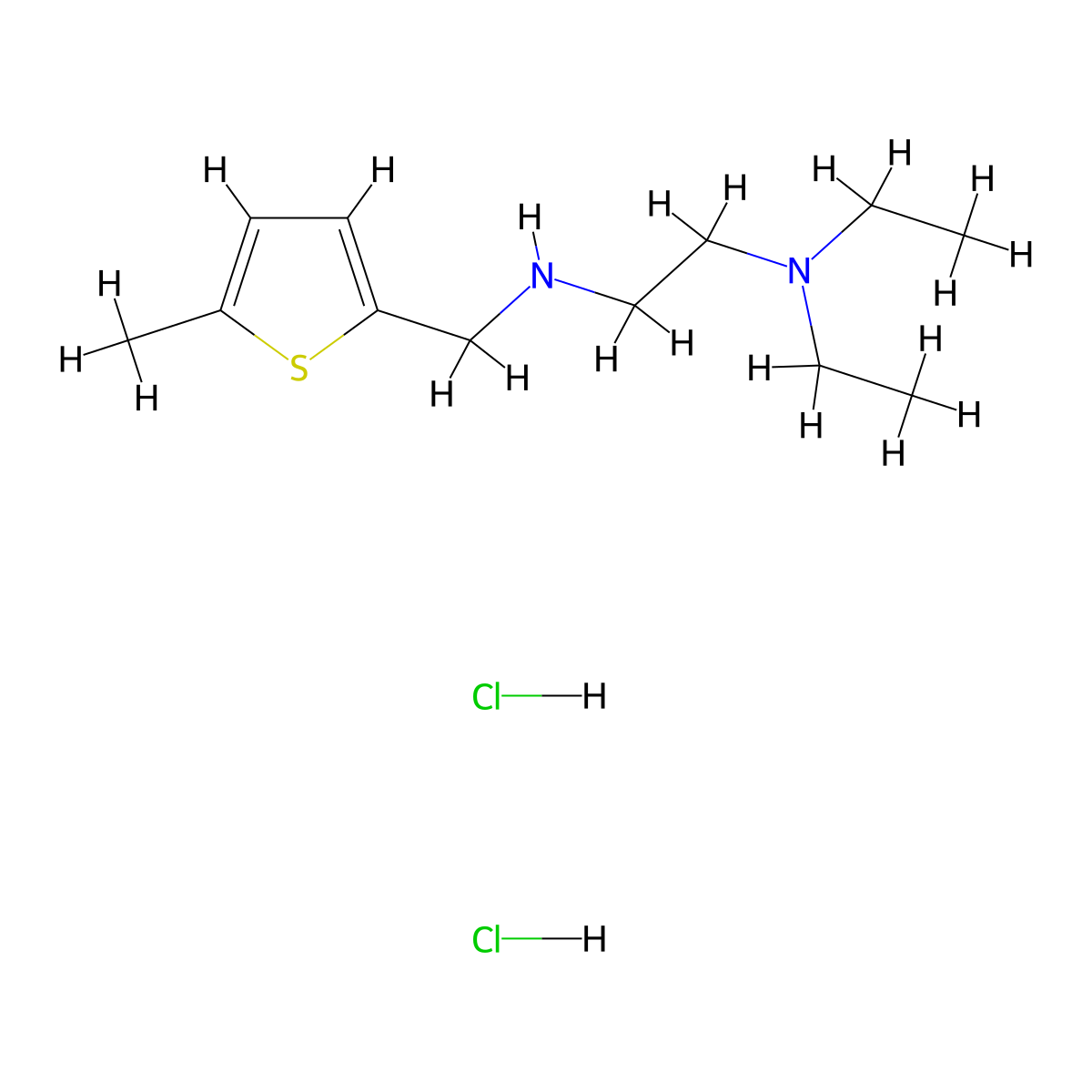 1,2-Ethanediamine, N1,N1-diethyl-N2-[(5-methyl-2-thienyl)methyl]-, hydrochloride (1:2) molecular structure, CAS 1050214-00-0