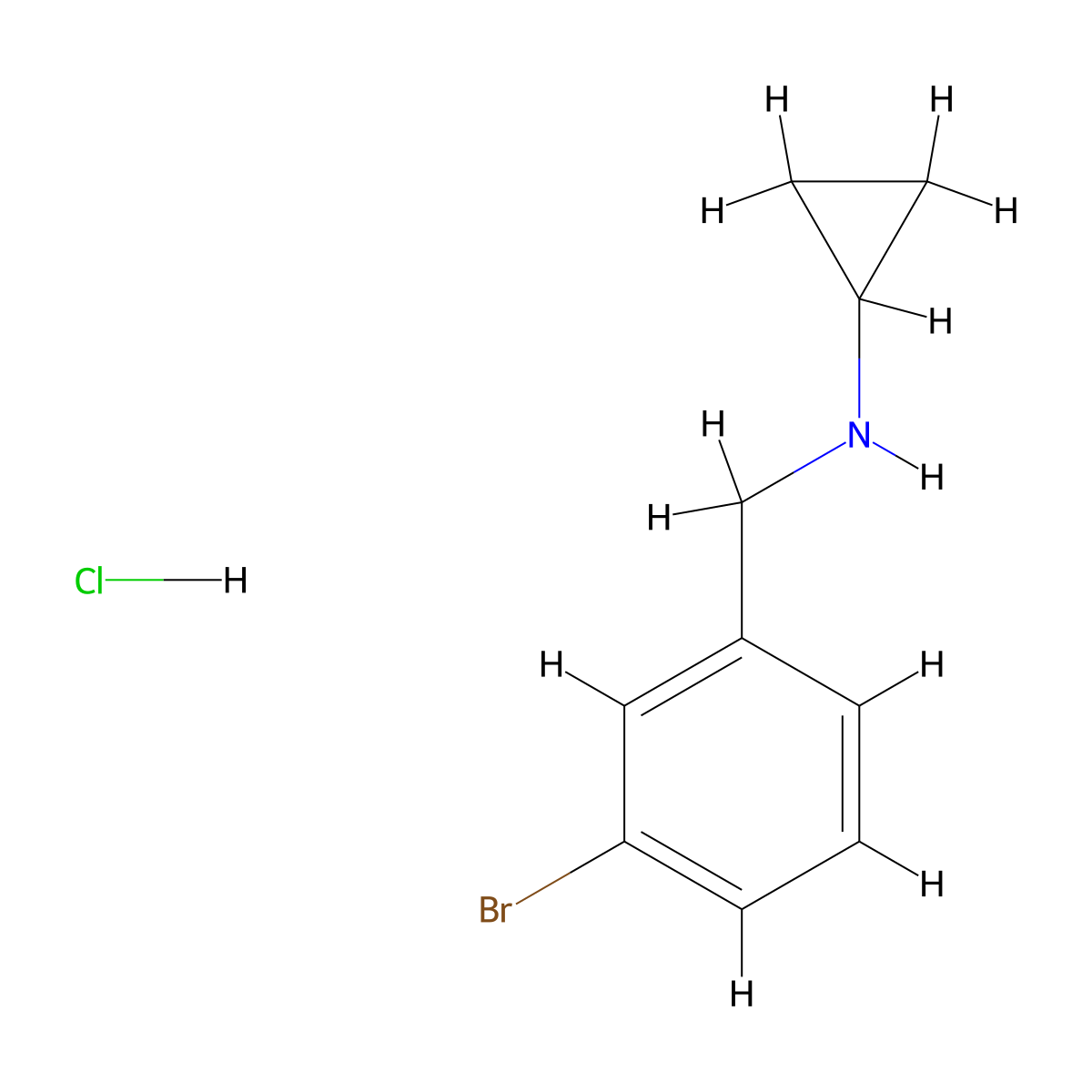 N-[(3-bromophenyl)methyl]cyclopropanamine hydrochloride molecular structure, CAS 1050214-15-7