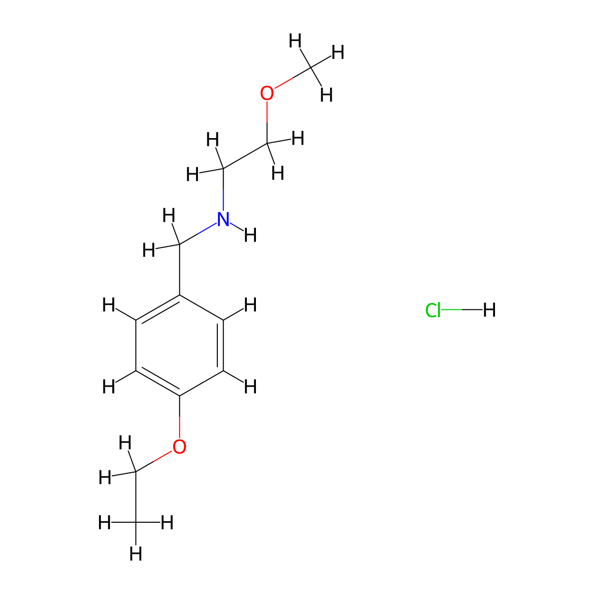N-(4-Ethoxybenzyl)-2-methoxyethanamine hydrochloride molecular structure, CAS 1050214-34-0
