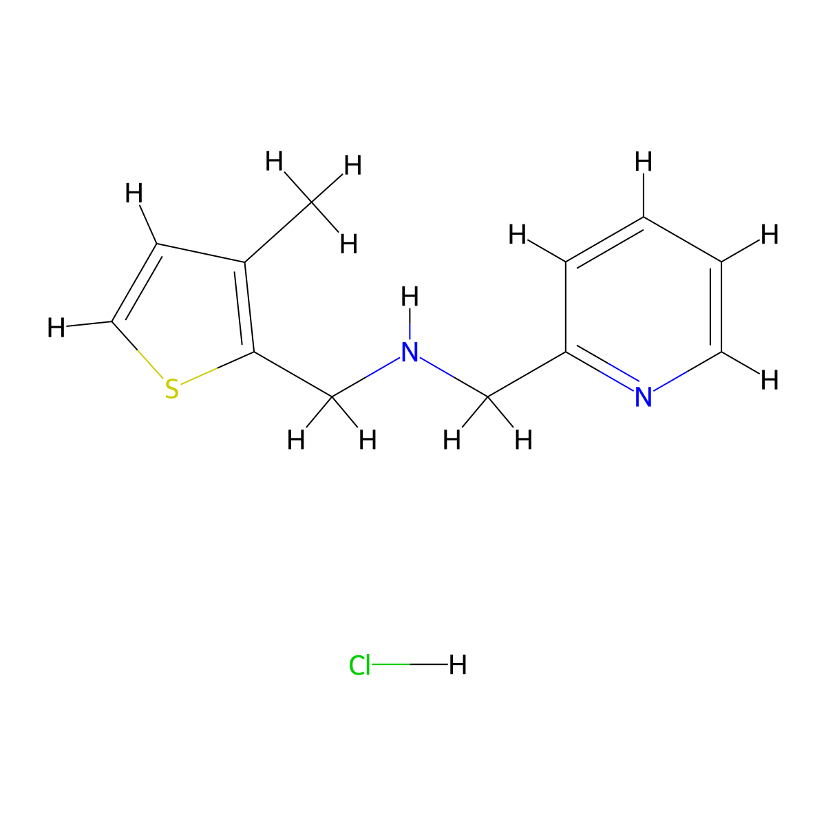[(3-Methyl-2-thienyl)methyl](2-pyridinylmethyl)amine hydrochloride molecular structure, CAS 1050214-47-5