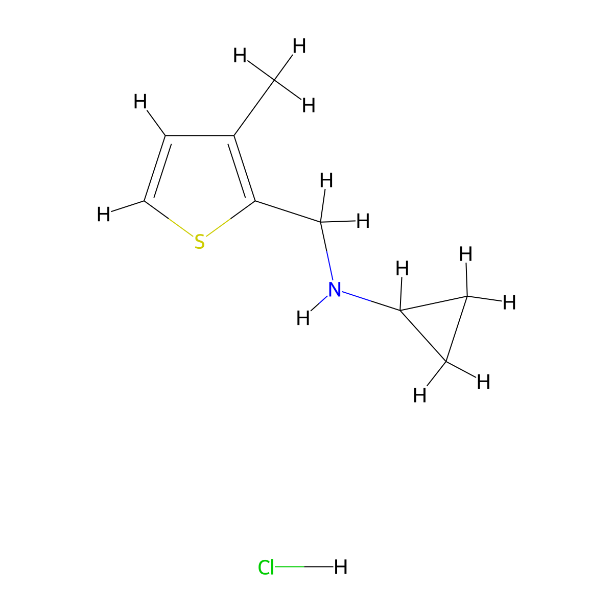 N-[(3-Methyl-2-thienyl)methyl]cyclopropanamine hydrochloride molecular structure, CAS 1050214-58-8