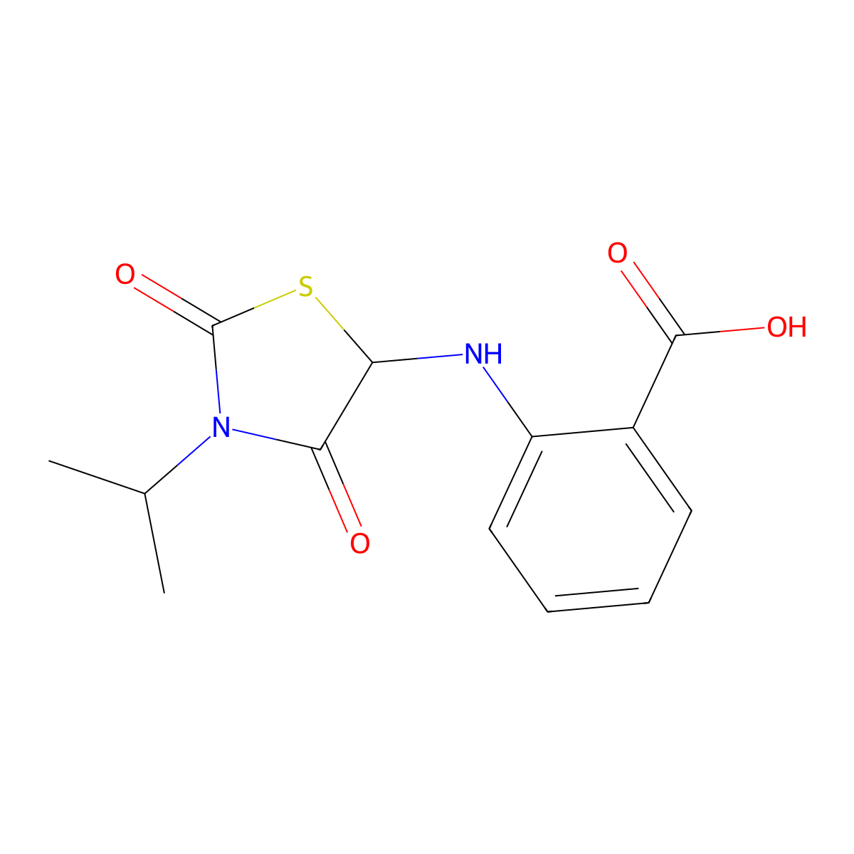 2-((3-Isopropyl-2,4-dioxothiazolidin-5-yl)amino)benzoic acid molecular structure, CAS 1050280-19-7