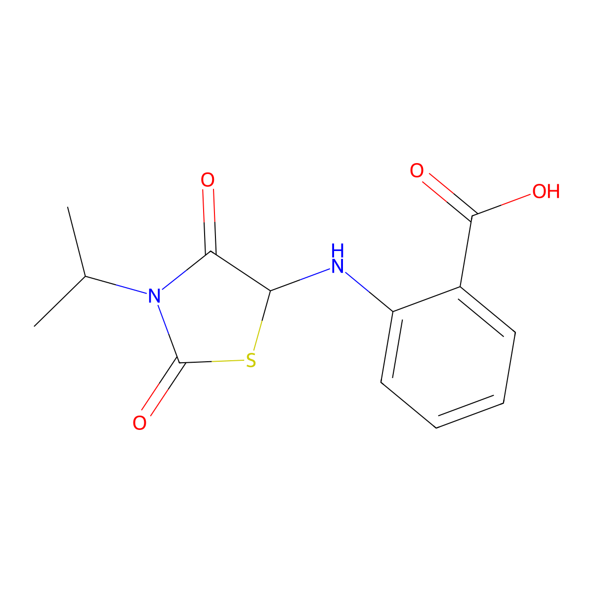 2-((3-Isopropyl-2,4-dioxothiazolidin-5-yl)amino)benzoic acid molecular structure, CAS 1050280-19-7