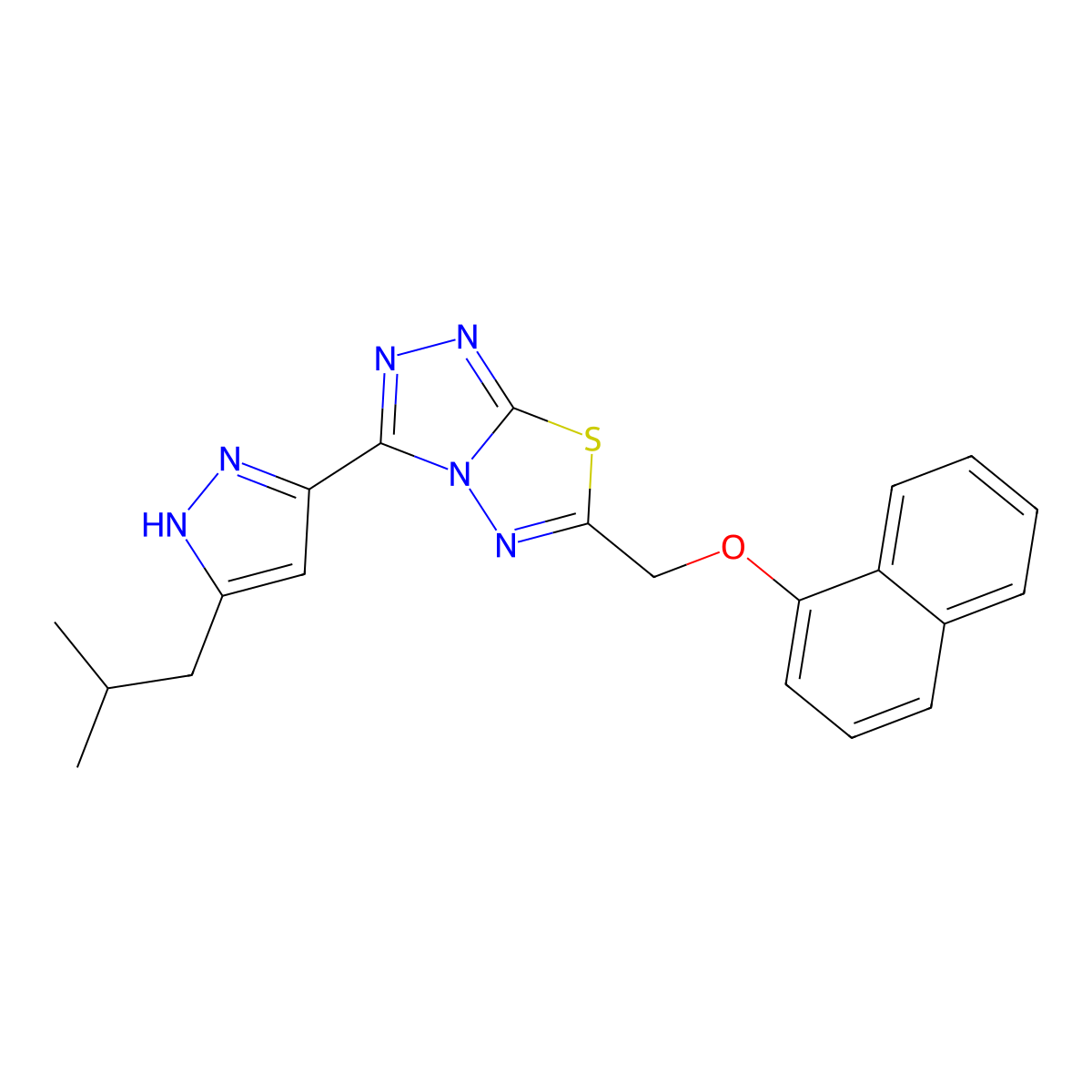 [3-(3-isobutyl-1H-pyrazol-5-yl)[1,2,4]triazolo[3,4-b][1,3,4]thiadiazol-6-yl]methyl 1-naphthyl ether molecular structure, CAS 1050286-37-7