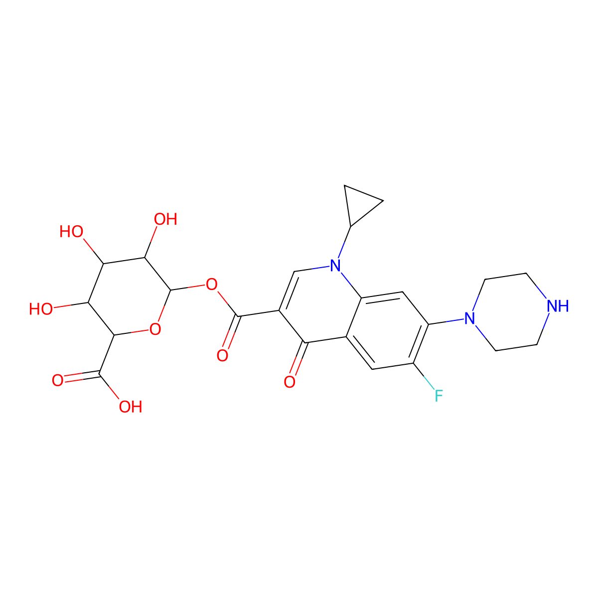 Ciprofloxacin b-D-Glucuronide molecular structure, CAS 105029-31-0