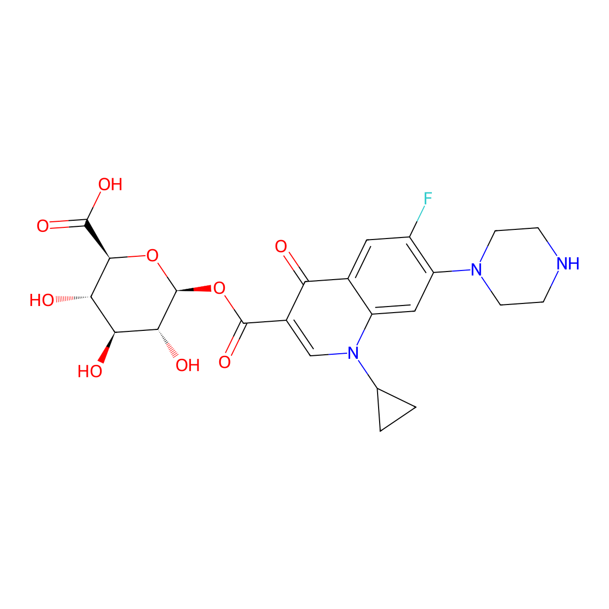 Ciprofloxacin b-D-Glucuronide molecular structure, CAS 105029-31-0