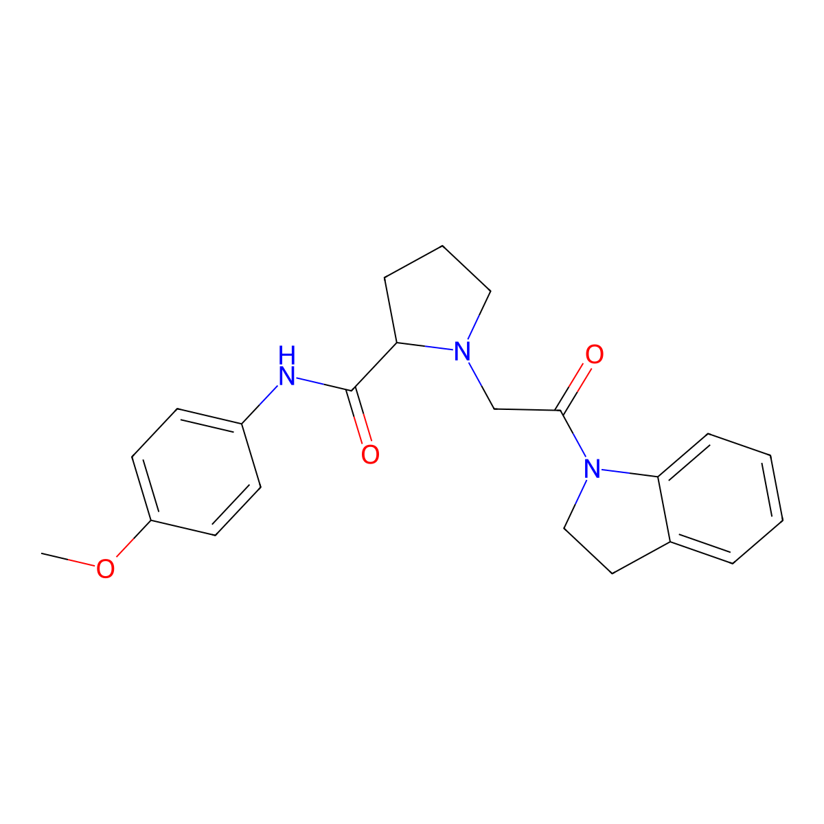 1-[2-(2,3-dihydro-1H-indol-1-yl)-2-oxoethyl]-N-(4-methoxyphenyl)prolinamide molecular structure, CAS 1050363-86-4