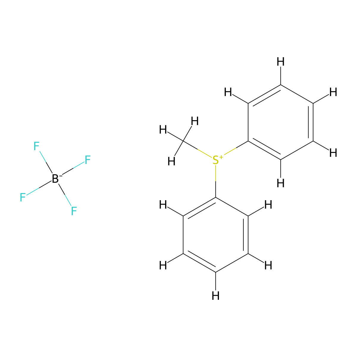 Methyldiphenylsulphonium tetrafluoroborate(1-) molecular structure, CAS 10504-60-6