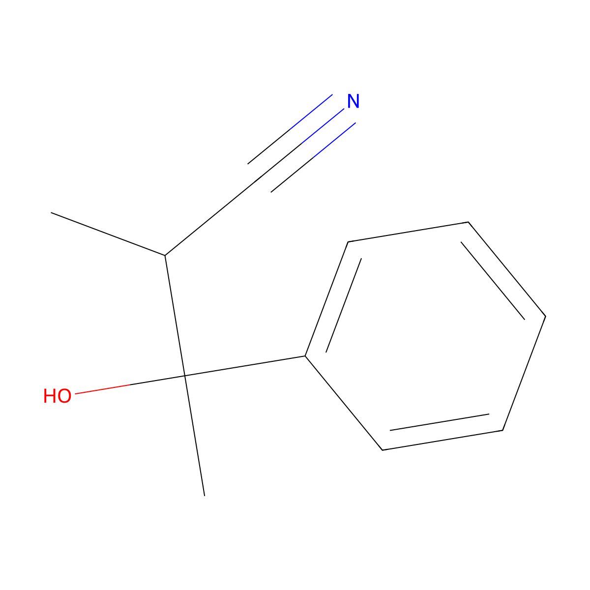 beta-Hydroxy-alpha,beta-dimethylbenzenepropanenitrile molecular structure, CAS 105041-69-8