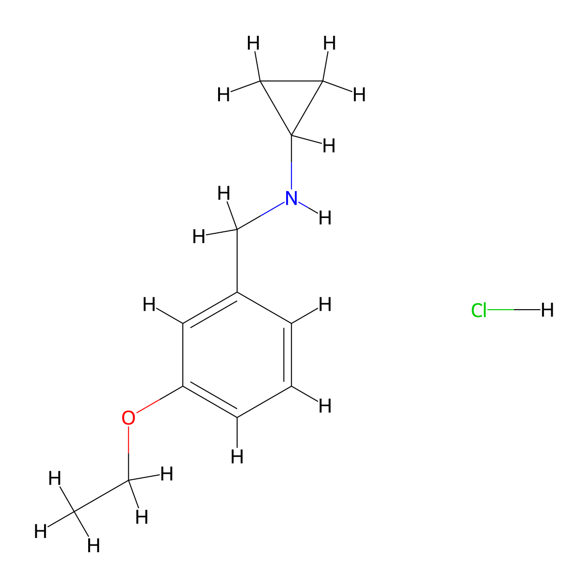 N-(3-Ethoxybenzyl)cyclopropanamine hydrochloride molecular structure, CAS 1050419-22-1