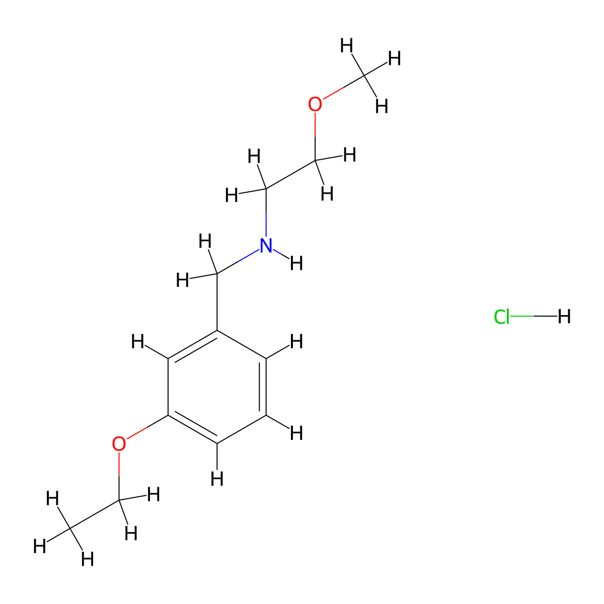 N-[(3-ethoxyphenyl)methyl]-2-methoxyethanamine;hydrochloride molecular structure, CAS 1050419-24-3