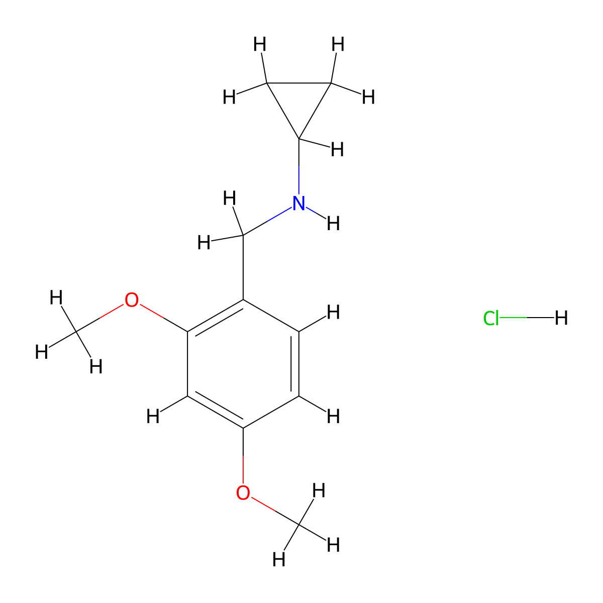 N-((2,4-dimethoxyphenyl)methyl)cyclopropanamine hydrochloride molecular structure, CAS 1050419-89-0