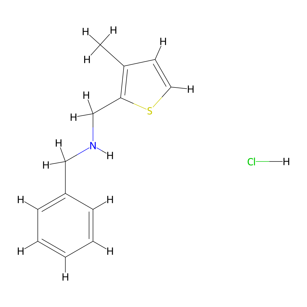 Benzyl[(3-methylthiophen-2-yl)methyl]amine hydrochloride molecular structure, CAS 1050420-44-4