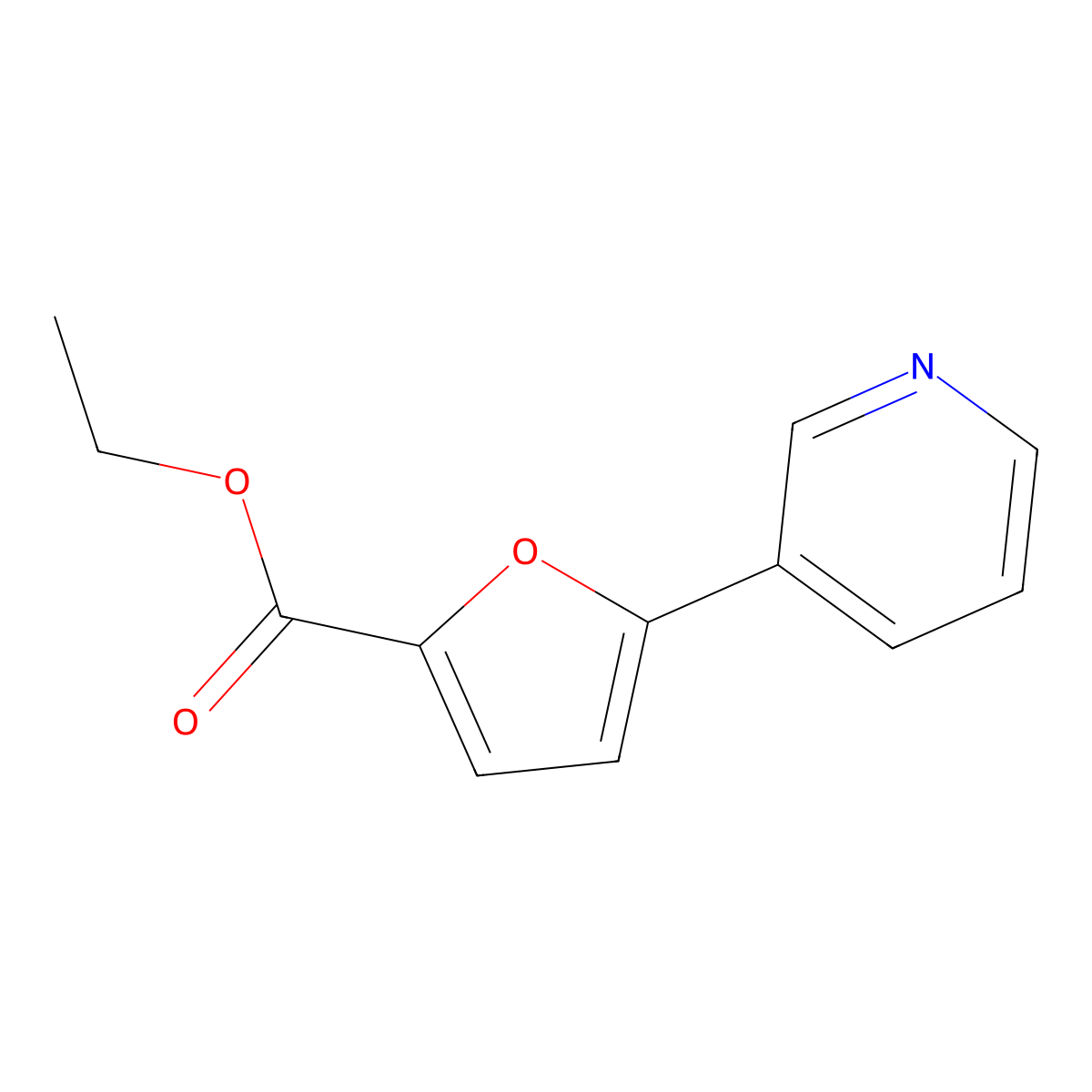 Ethyl 5-(3-pyridyl)-2-furoate molecular structure, CAS 1050421-30-1