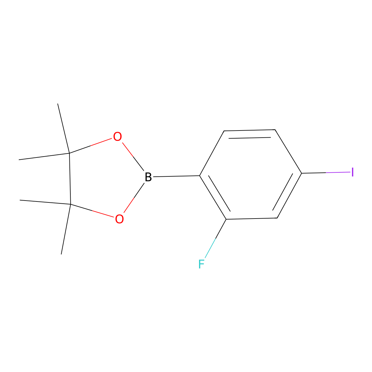 2-(2-Fluoro-4-iodophenyl)-4,4,5,5-tetramethyl-1,3,2-dioxaborolane molecular structure, CAS 1050423-91-0