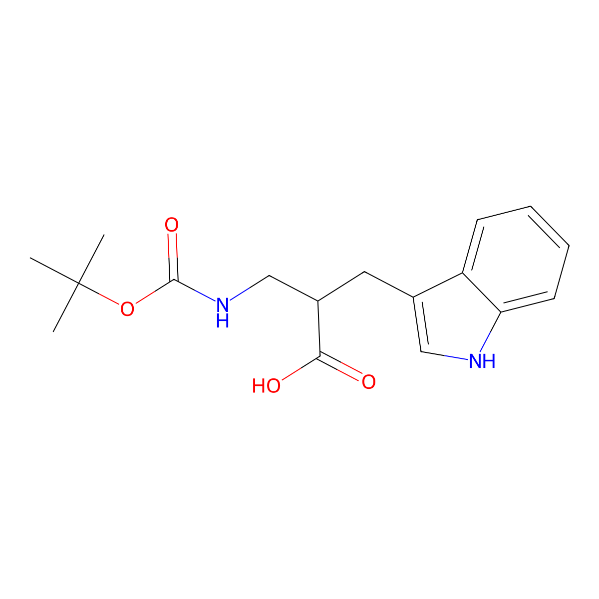(2R)-3-{[(tert-butoxy)carbonyl]amino}-2-(1H-indol-3-ylmethyl)propanoic acid molecular structure, CAS 1050443-69-0