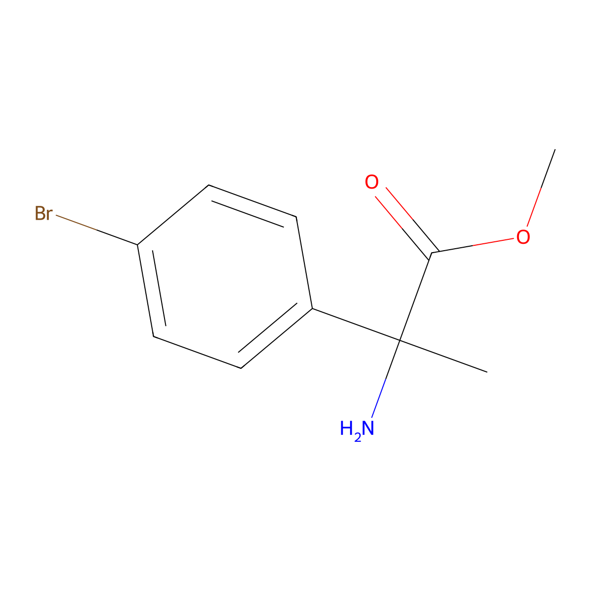 Methyl 2-amino-2-(4-bromophenyl)propanoate molecular structure, CAS 1050478-04-0