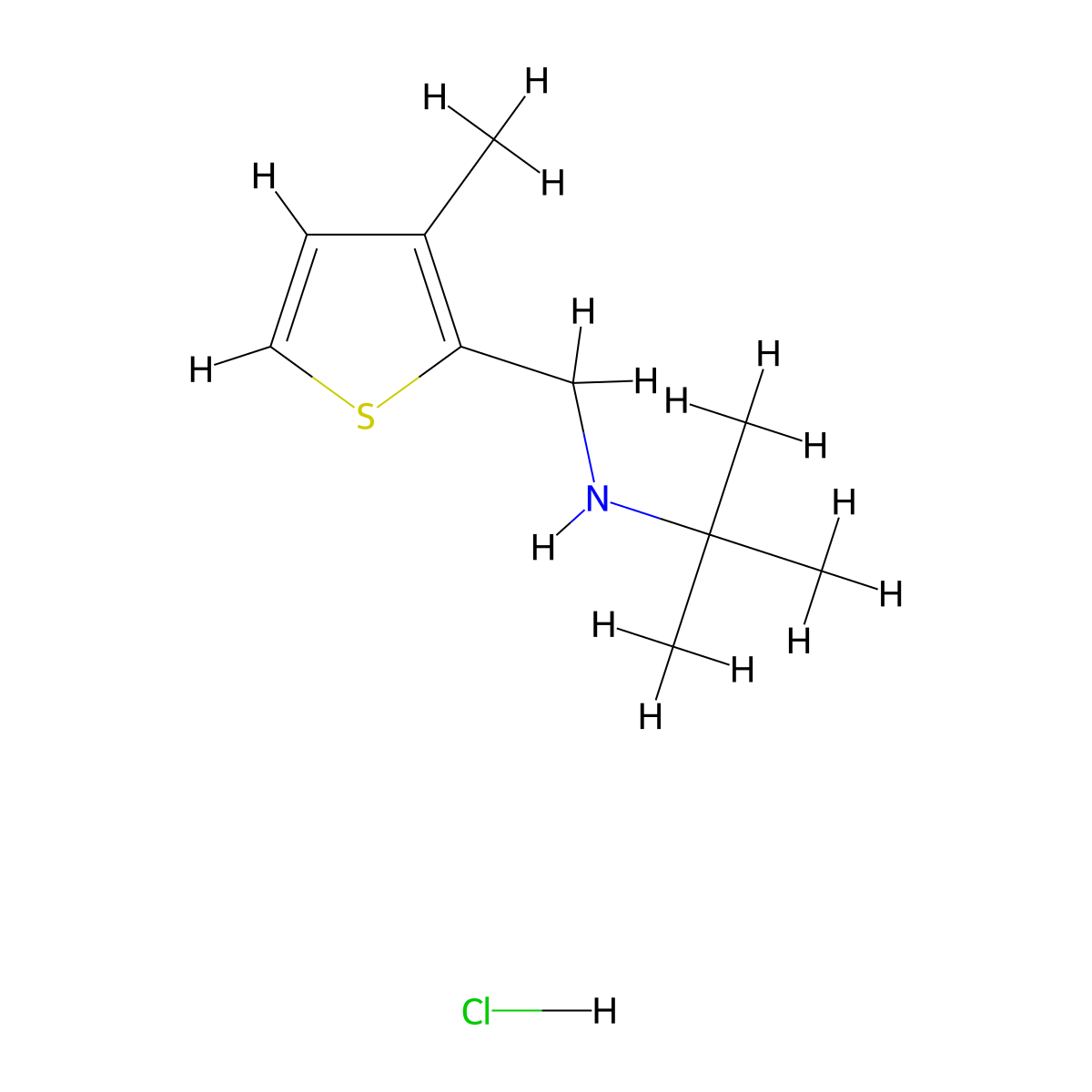 tert-Butyl[(3-methyl-2-thienyl)methyl]amine hydrochloride molecular structure, CAS 1050479-95-2