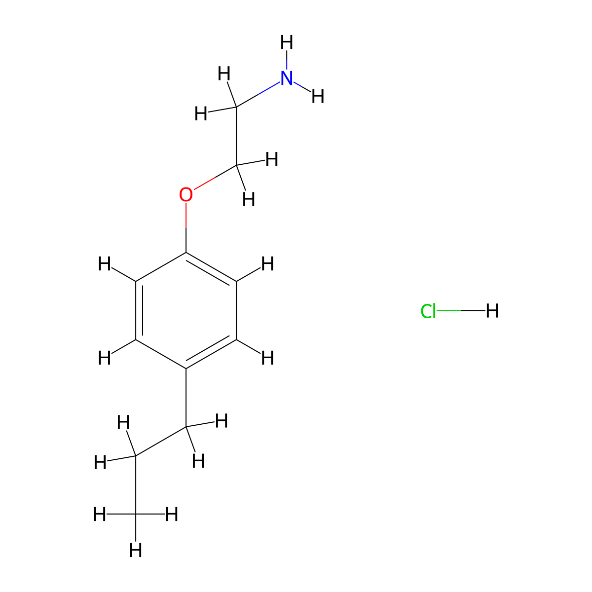 [2-(4-propylphenoxy)ethyl]amine HCl molecular structure, CAS 1050480-00-6
