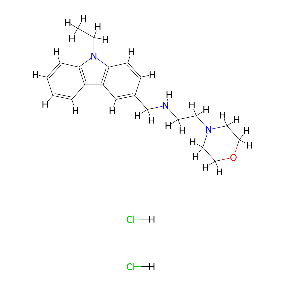 9H-Carbazole-3-methanamine, 9-ethyl-N-[2-(4-morpholinyl)ethyl]-, hydrochloride (1:2) molecular structure, CAS 1050480-33-5