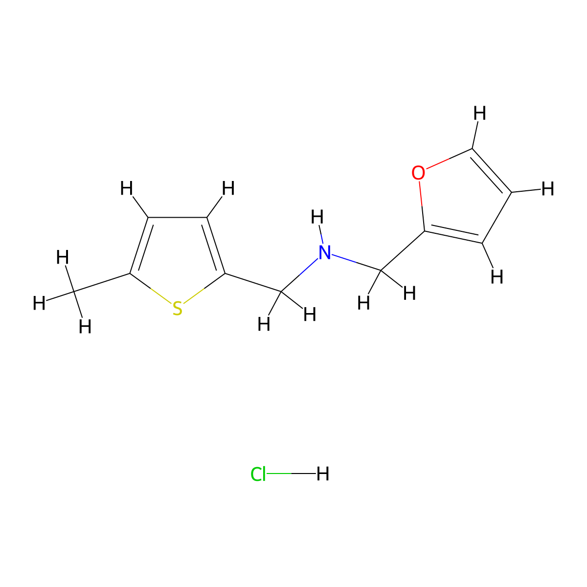 Furan-2-ylmethyl-(5-methyl-thiophen-2-ylmethyl)-amine hydrochloride molecular structure, CAS 1050480-81-3