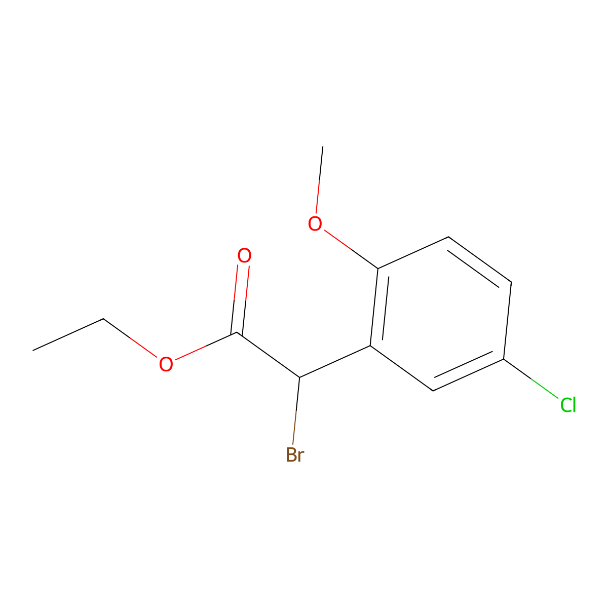 Ethyl 2-bromo-2-(5-chloro-2-methoxyphenyl)acetate molecular structure, CAS 1050481-79-2
