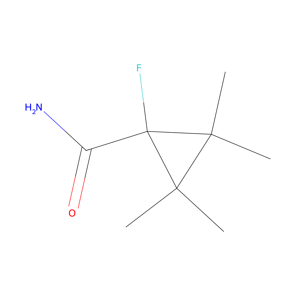 1-Fluoro-2,2,3,3-tetramethylcyclopropane-1-carboxamide molecular structure, CAS 1050496-95-1
