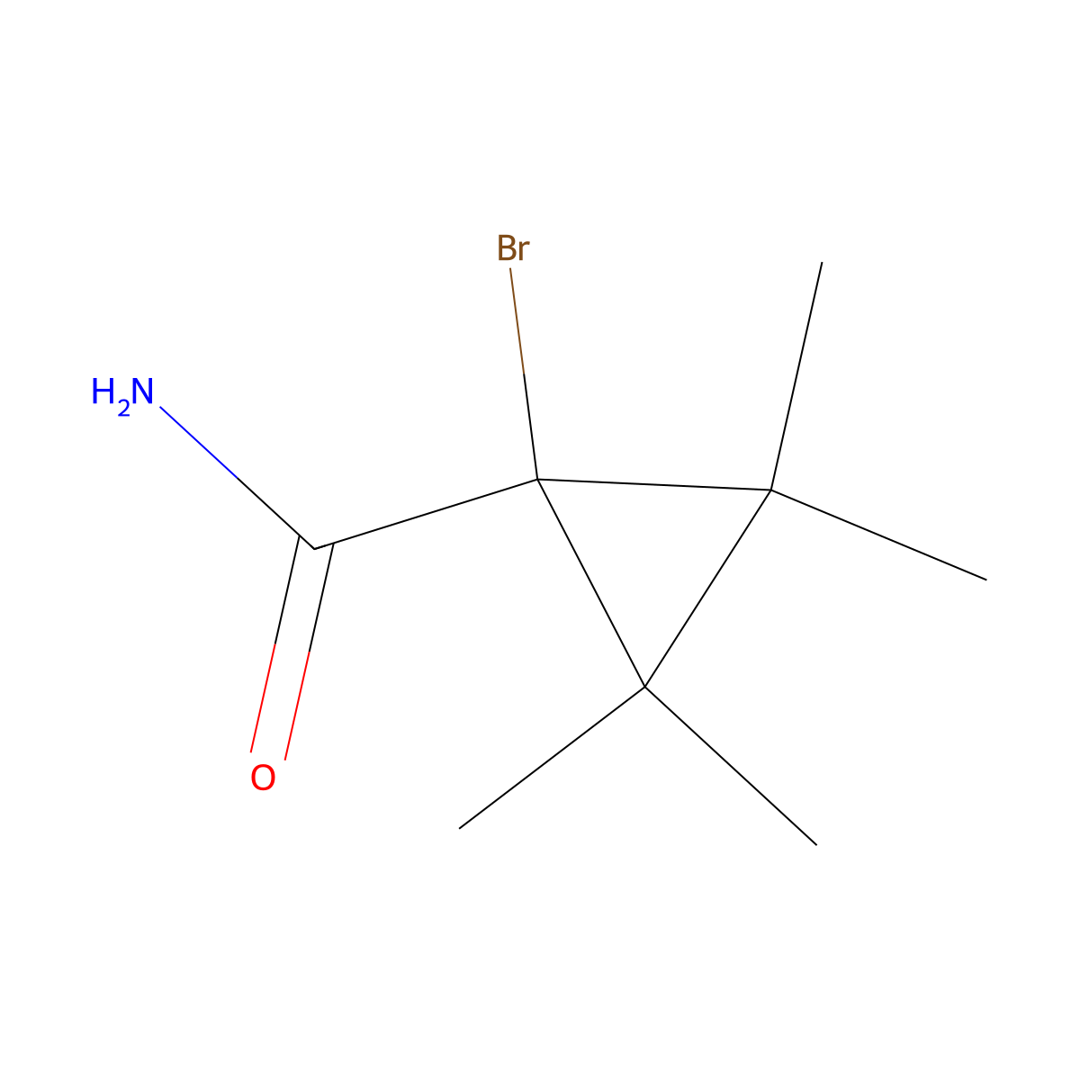 1-Bromo-2,2,3,3-tetramethylcyclopropane-1-carboxamide molecular structure, CAS 1050497-04-5