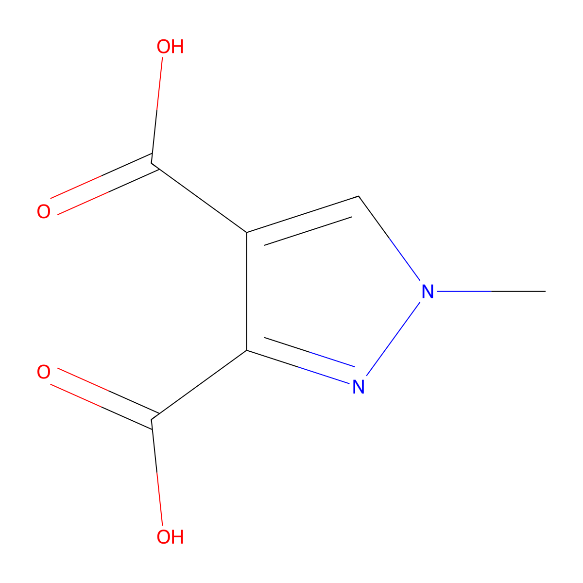 1-methyl-1H-pyrazole-3,4-dicarboxylic acid molecular structure, CAS 10505-21-2