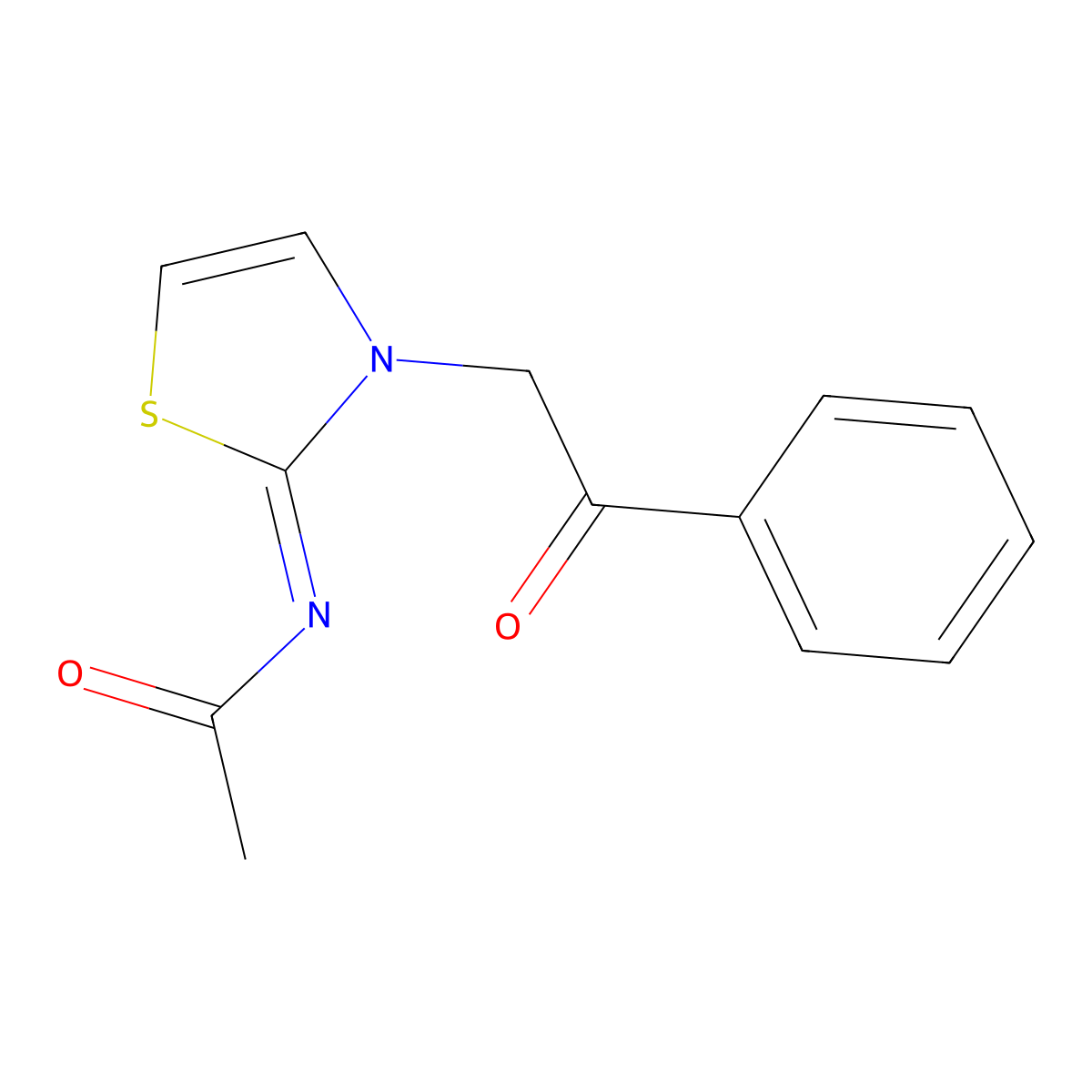 N-[3-(2-Oxo-2-phenyl-ethyl)-3H-thiazol-2-ylidene]-acetamide molecular structure, CAS 10505-64-3