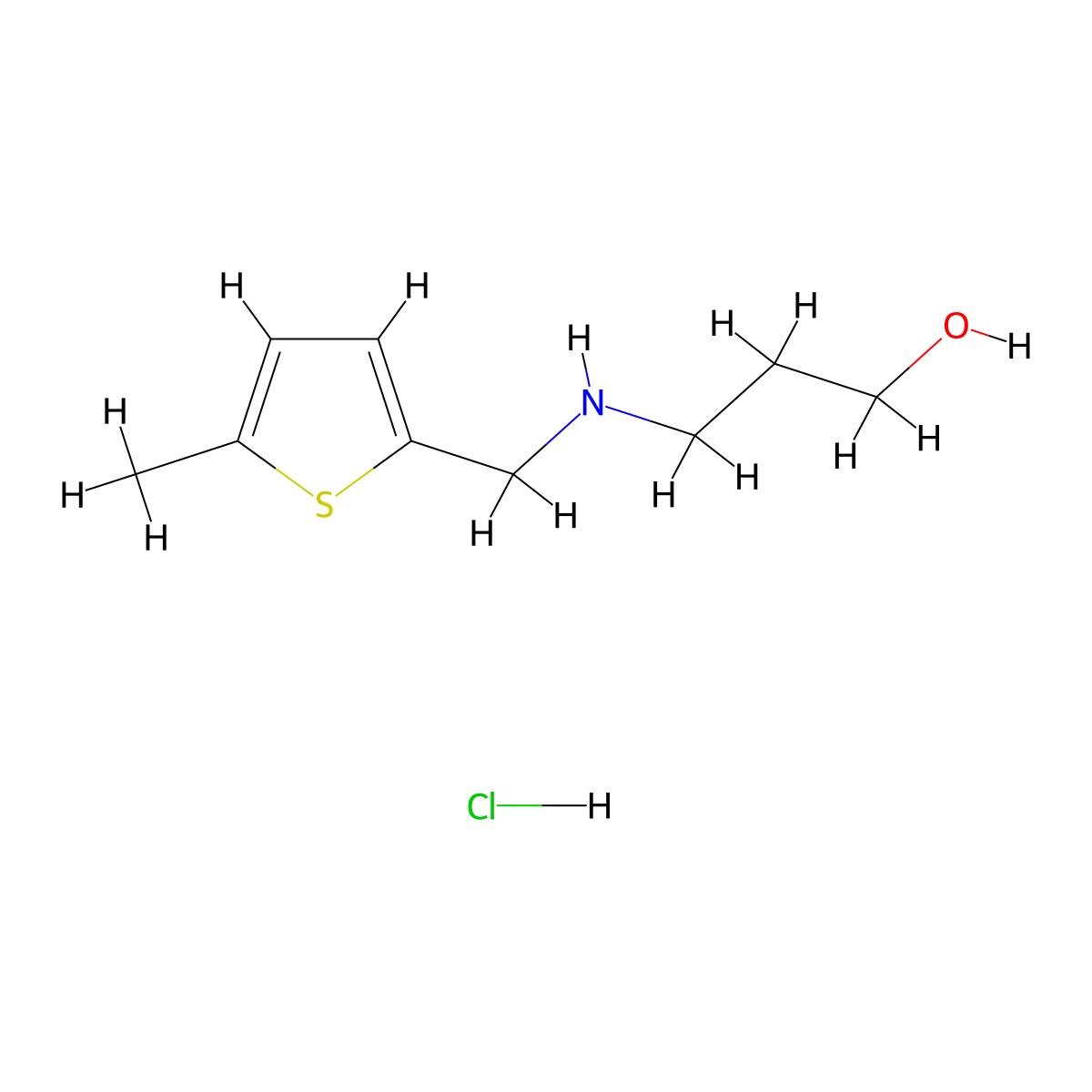 3-{[(5-Methyl-2-thienyl)methyl]amino}-1-propanol hydrochloride molecular structure, CAS 1050502-69-6