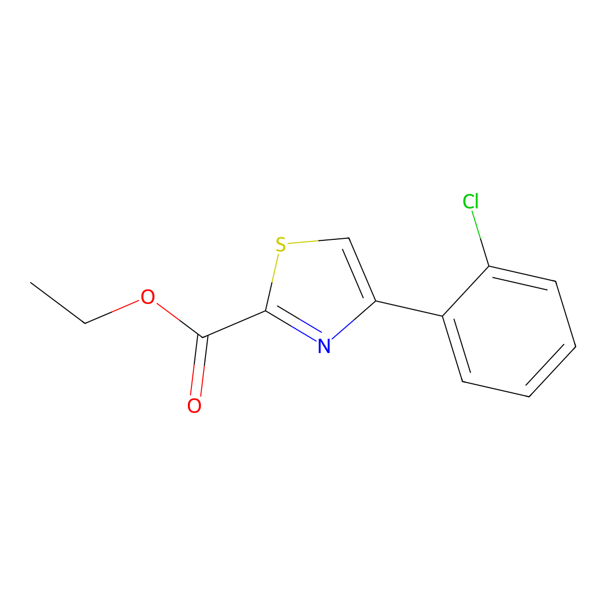 Ethyl 4-(2-chlorophenyl)-1,3-thiazole-2-carboxylate molecular structure, CAS 1050507-06-6