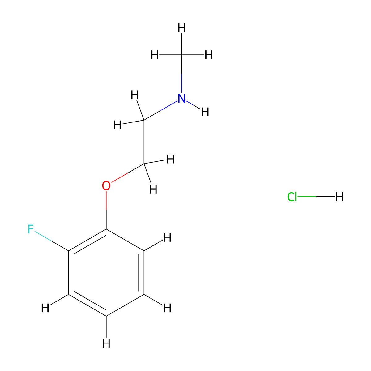 2-(2-Fluorophenoxy)-N-methyl-1-ethanamine hydrochloride molecular structure, CAS 1050508-88-7