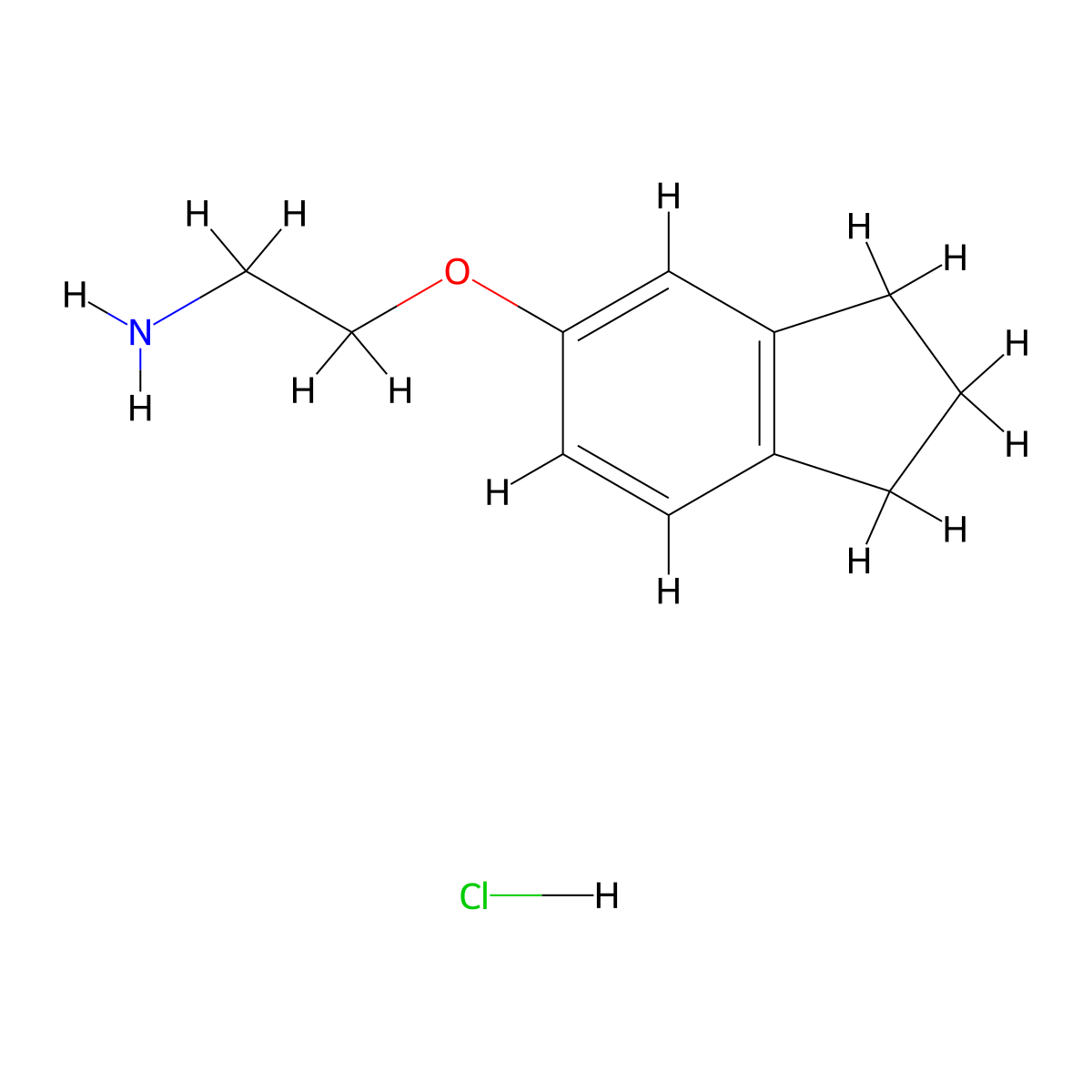 5-(2-aminoethoxy)-2,3-dihydro-1H-indene hydrochloride molecular structure, CAS 1050508-89-8
